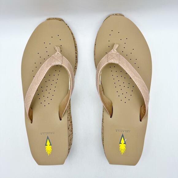 Volatile Womens Neville Wedge Sandal US 11 M Nude Snake Vegan Leather NWOB - Picture 9 of 12